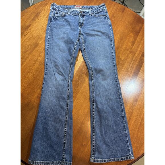No Boundaries Juniors 9 Petite Bootcut Blue Jeans Stretch Denim Flare Leg Y2K Re - Picture 1 of 5